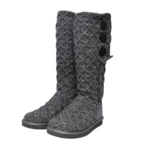 UGG Women's Gray Cardy Lattice Knit Cuffable Knee High Boots Size 7